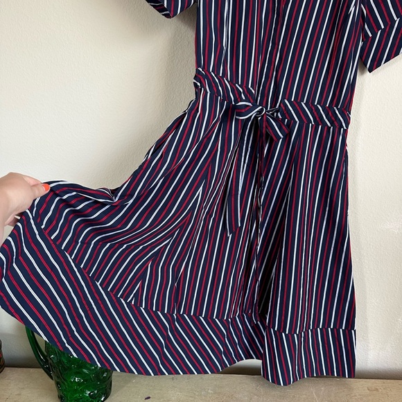 Brooks Brothers Navy and Red Stripe Fit and Flare Dress - Picture 8 of 15